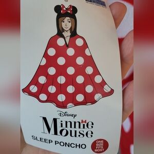 Disney Minnie Mouse Red & White Polka Dot Hooded Poncho ONE Size